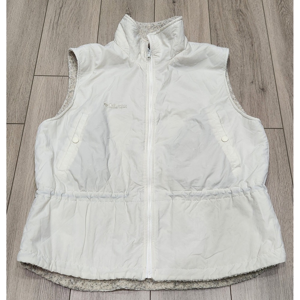 Columbia Sportswear‎ Reversible Fleece Vest Women's XL White Sherpa ZipUp Hiking